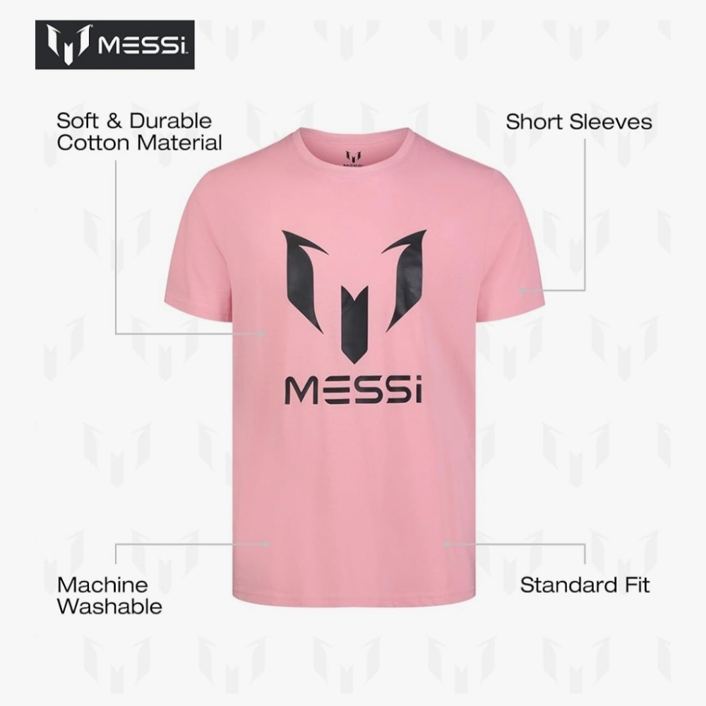 Messi Wingstar T-Shirt Tee Pink with Black Logo Men's Size Medium NWT